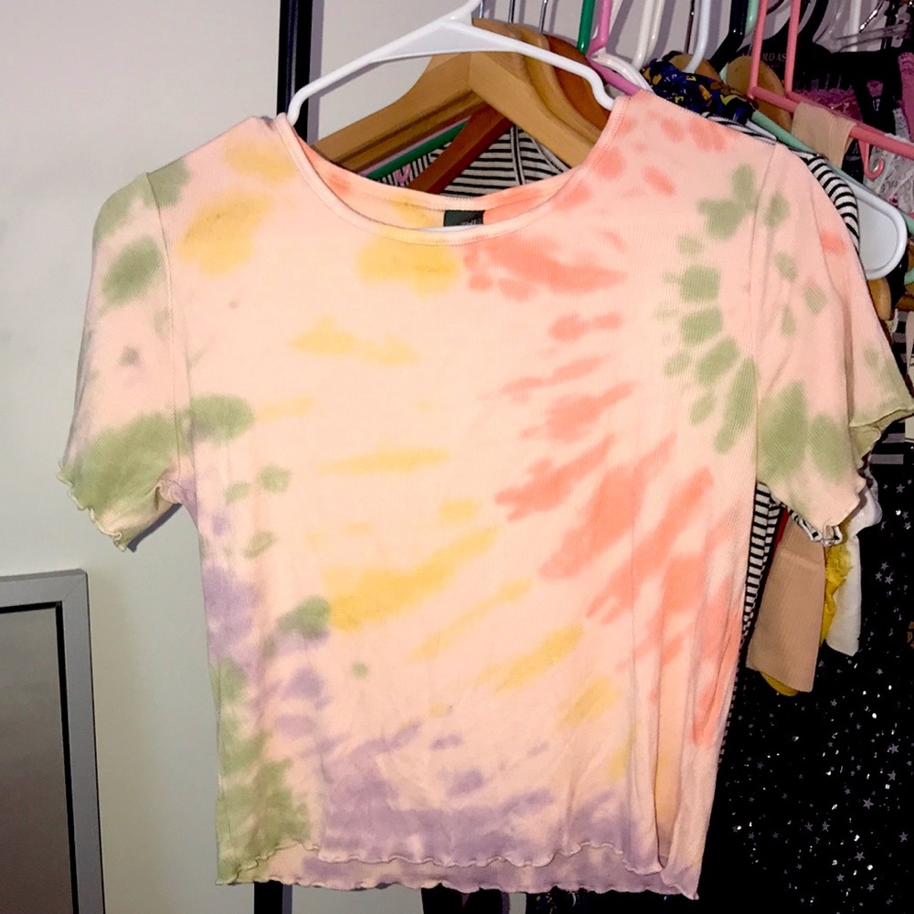 Wild Fable pink multicolor tie dye crop top